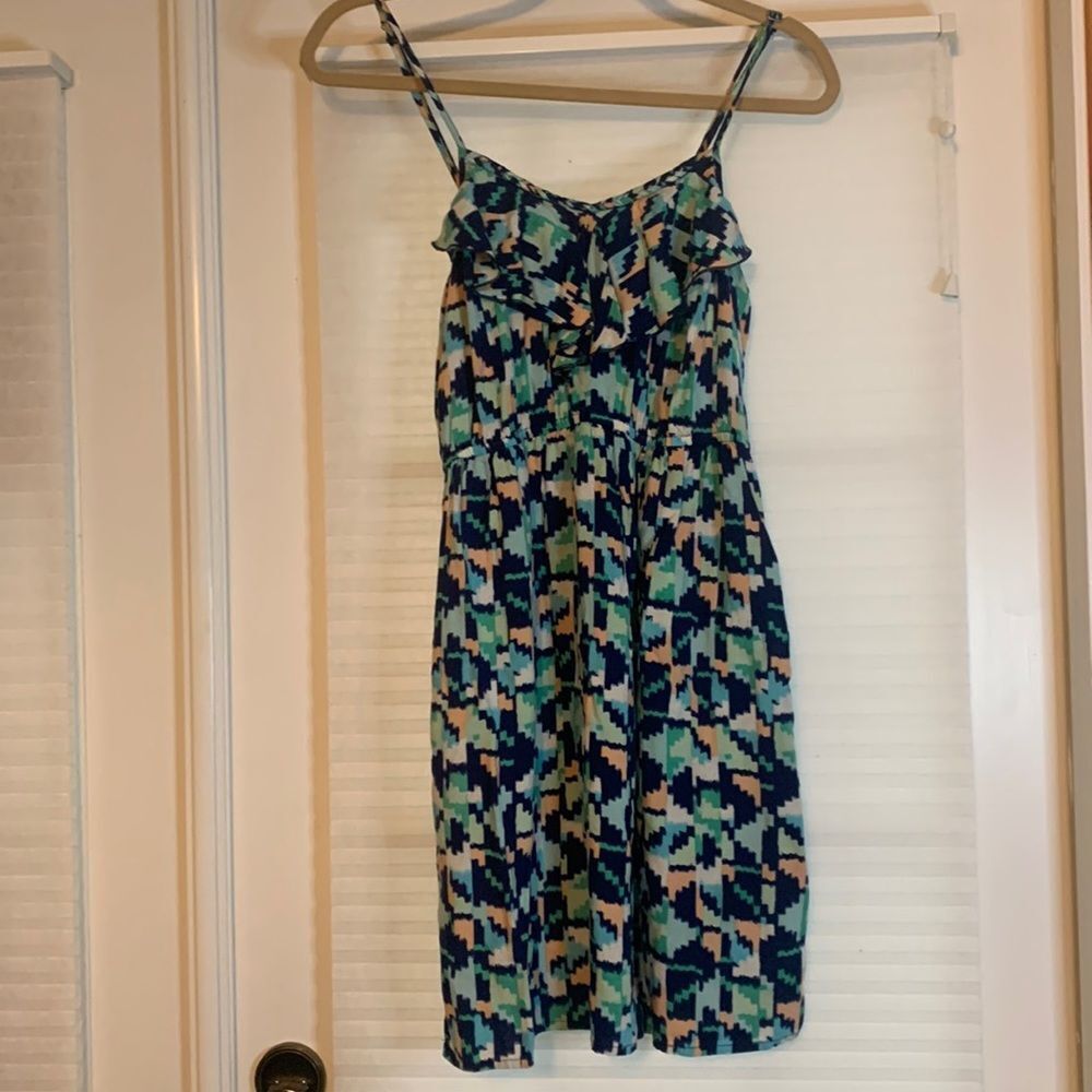 Red Camel Dress‎ Pockets Braided Neckline Medium